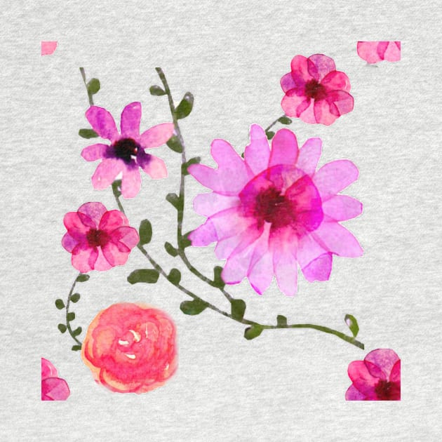 Vintage watercolor floral pink by snexus